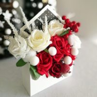 Flower box świąteczny biało - czerwony
