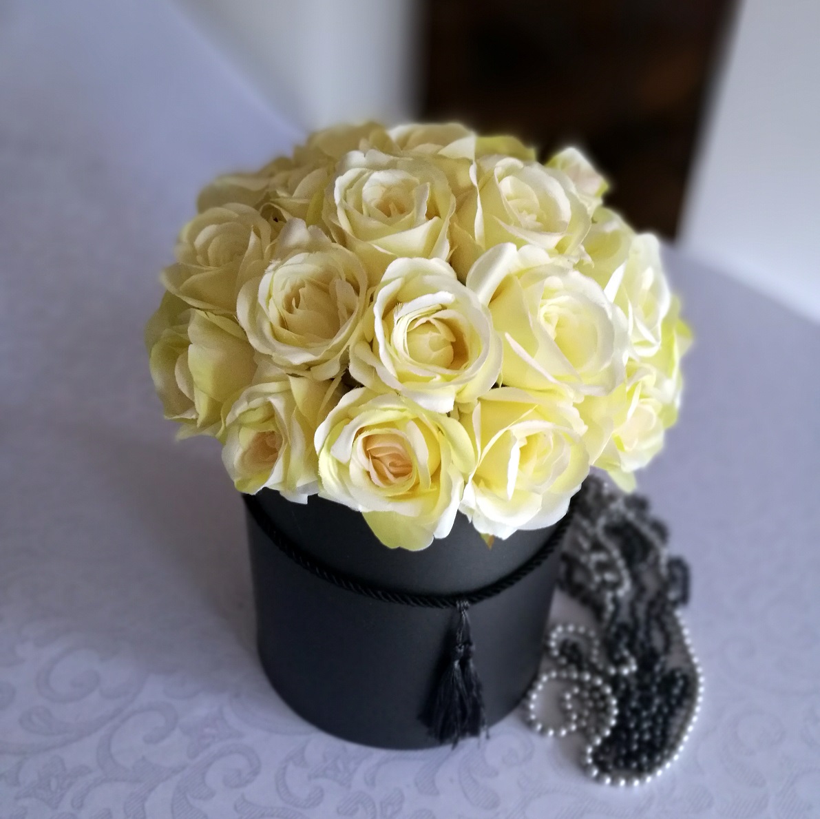 Flower box kremowe róże nr. 123