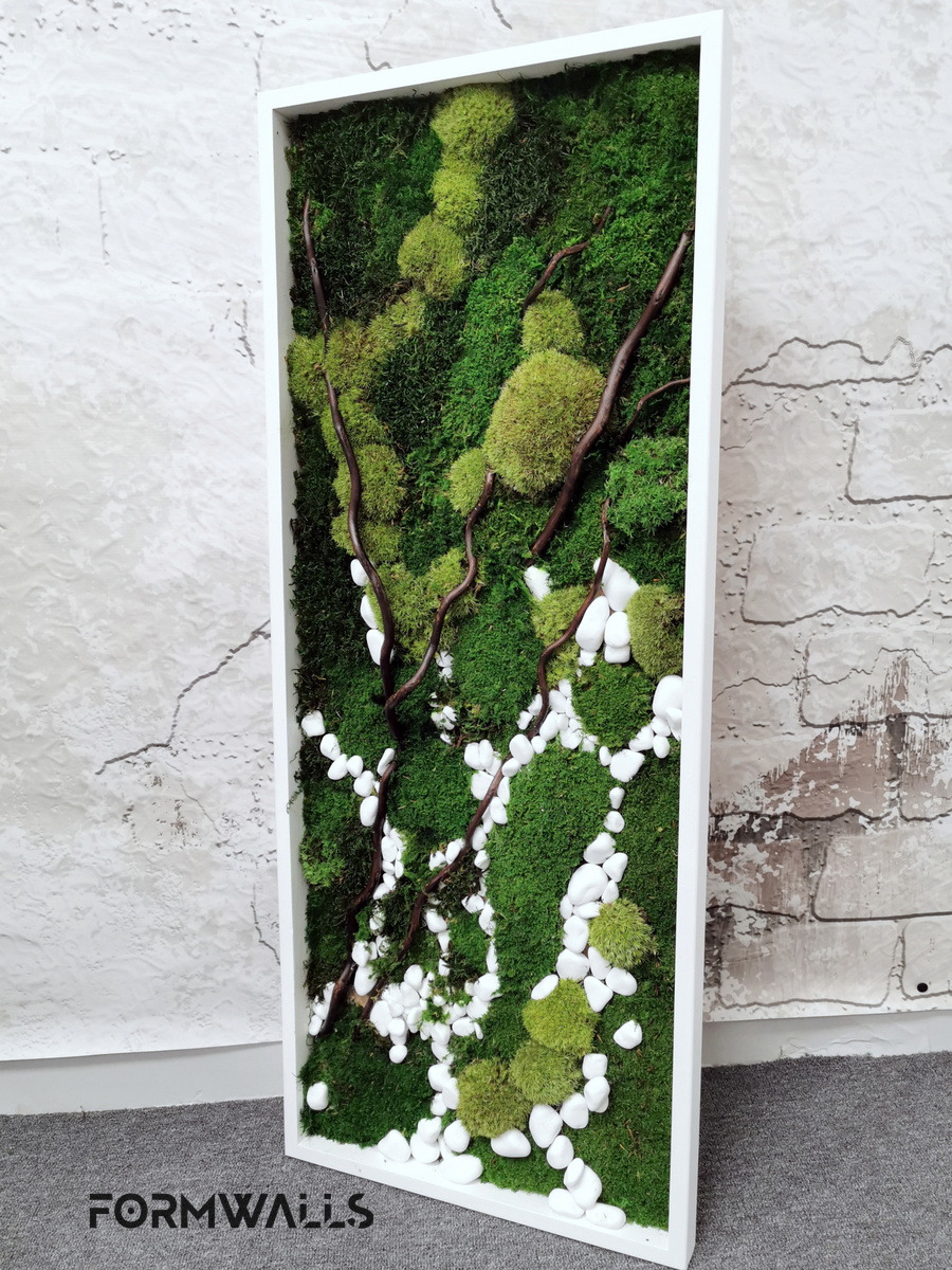Zielony obraz z mchów stabilizowanych 100x40 cm