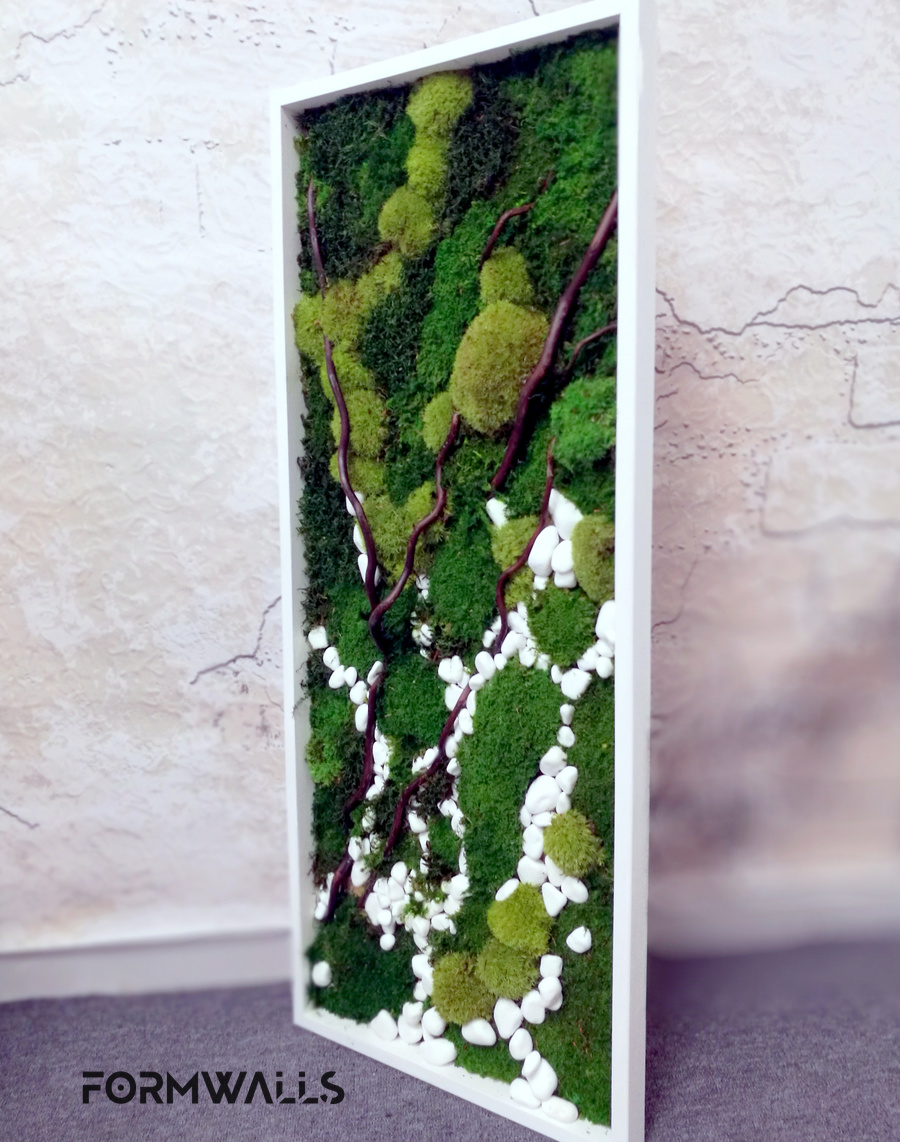 Zielony obraz z mchów stabilizowanych 100x 40 cm