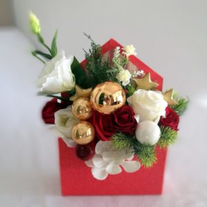 Flower box świąteczny czerwono - złoty