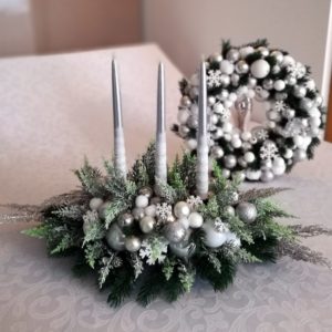 Stroik świąteczny i wianek komplet Mroźna noc roz. M