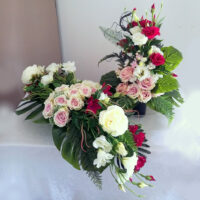 Amarantowy stroik i dwa bukiety nr 278