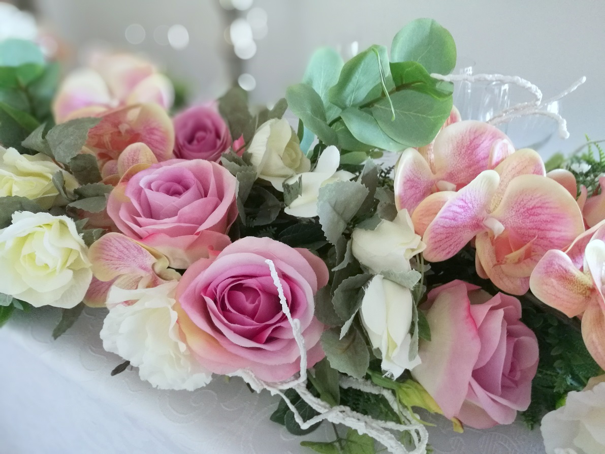 Girlanda kwiatowa różowe storczyki nr 355