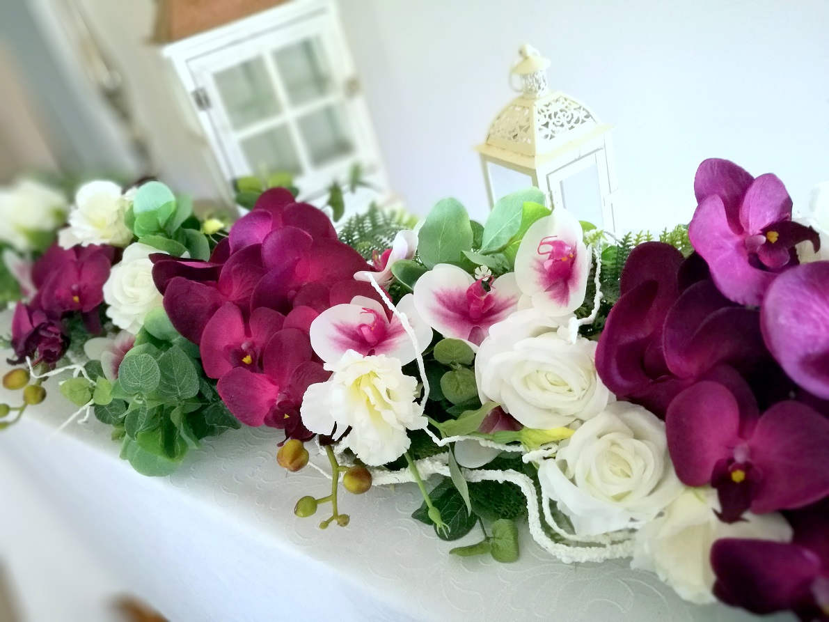 Girlanda kwiatowa Amarantowe storczyki nr 329