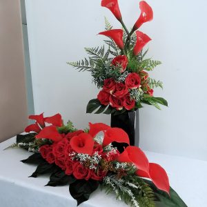 Nowoczesny zestaw nagrobny w czerwieni nr 349