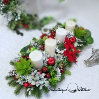 Stroik świąteczny z sukulentami L nr 393