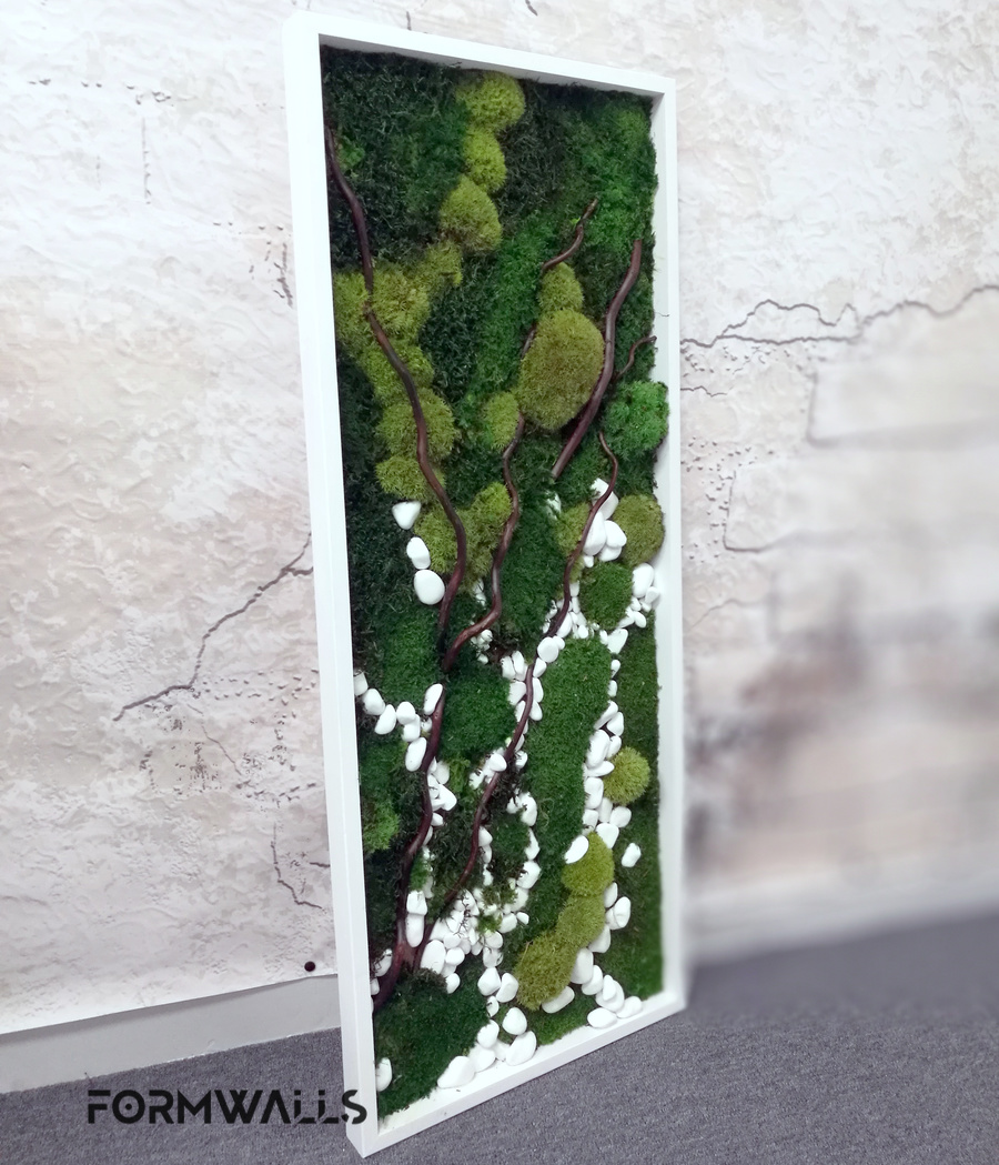 Zielony obraz z mchów stabilizowanych 100x 40 cm