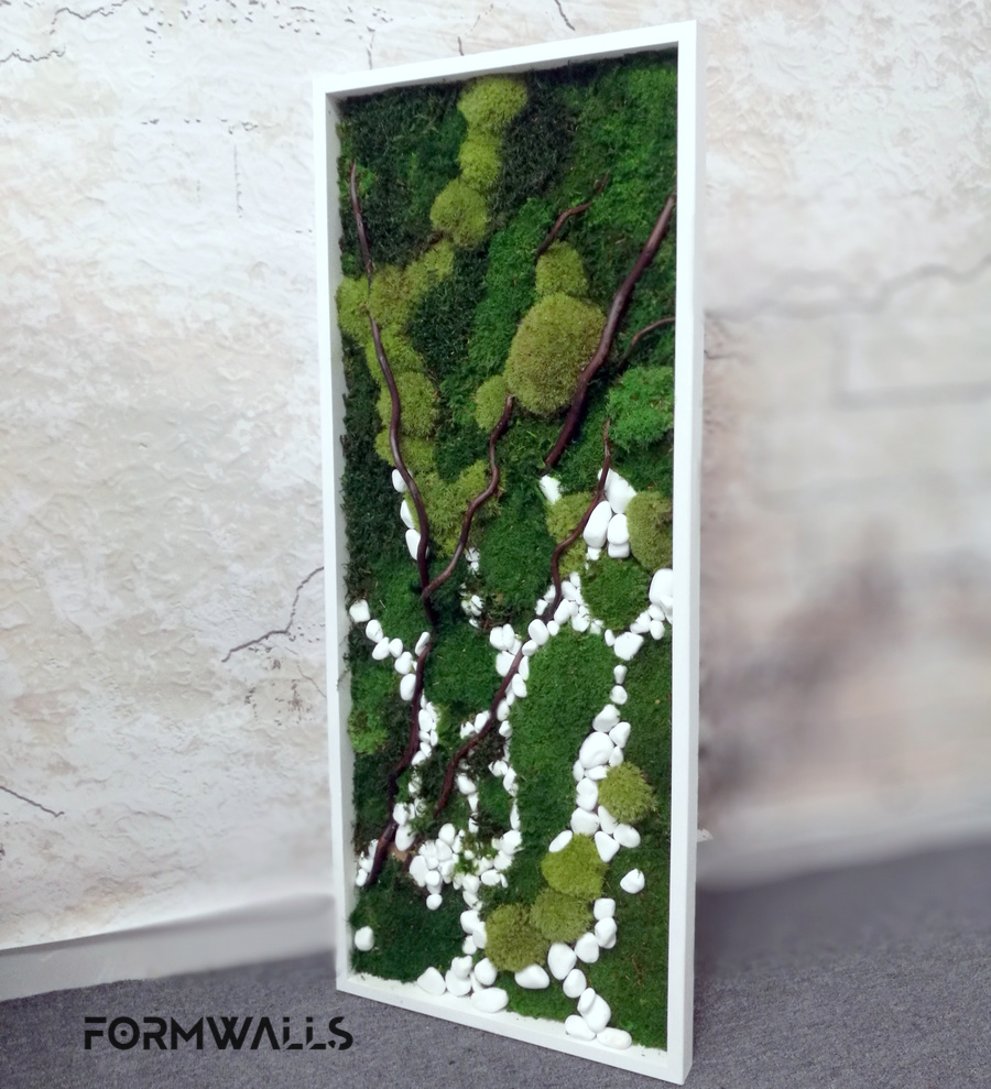 Zielony obraz z mchów stabilizowanych 100x 40 cm