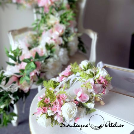 Wianek na głowę biało różowy