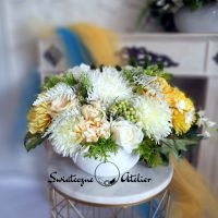 Dekoracja z chryzantemami Słoneczny październik nr 499