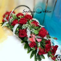 Dekoracja nagrobna Bordowa eustoma nr 519