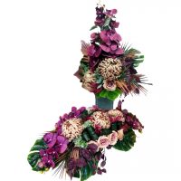 Stroik nagrobny z bukietem Cappuccino i Fiolet nr 546