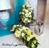 Stroik i bukiet nagrobny Delikatna Pistacja nr 545