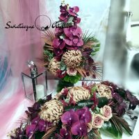 Stroik nagrobny z bukietem Cappuccino i Fiolet nr 546