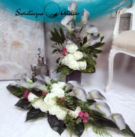 Zestaw nagrobny Szarość i biel roz L nr 548