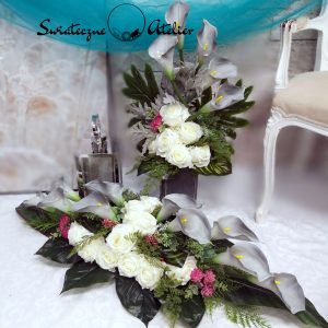 Zestaw nagrobny Szarość i biel roz L nr 548