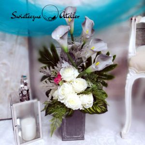 Bukiet nagrobny Szarość i biel roz. L nr 556