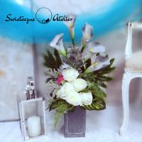 Bukiet nagrobny Szarość i biel roz. L nr 556