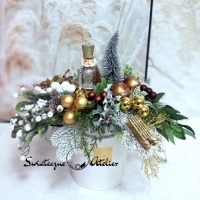 Świąteczny flower box Złoto i biel nr 581