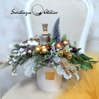 Świąteczny flower box Złoto i biel nr 581