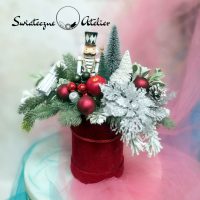 Świąteczny flower box Czerwień i srebro nr 592