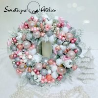 Świąteczny wianek Różowe święta nr 195