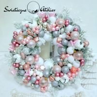 Świąteczny wianek Różowe święta nr 195