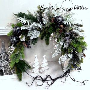 Świąteczny wianek Czerń i biel nr 198