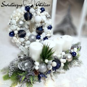 Stroik świąteczny i wianek Granat i biel nr 611