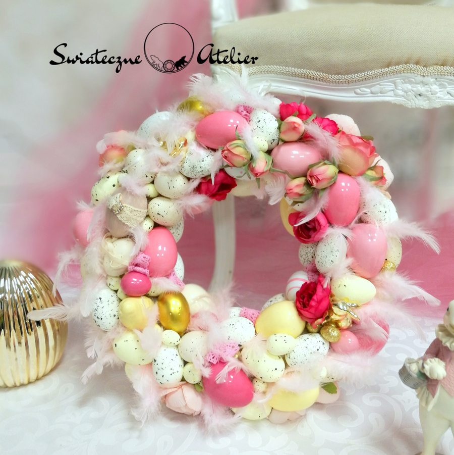 Wianek wielkanocny kremowo różowy nr 210