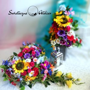 Zestaw nagrobny bukiet i serce Lipcowa łąka nr 769