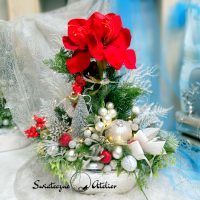 Świąteczna dekoracja Srebro i czerwień nr 877