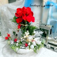 Świąteczna dekoracja Srebro i czerwień nr 877