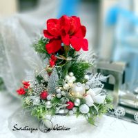 Świąteczna dekoracja Srebro i czerwień nr 877