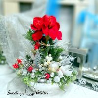 Świąteczna dekoracja Srebro i czerwień nr 877