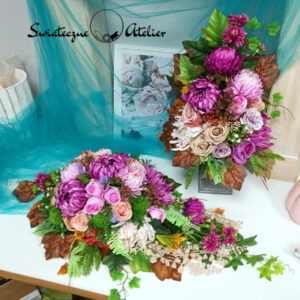 Stroik nagrobny z bukietem Jesienny fiolet nr 1088