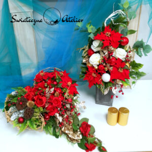 Świąteczny serce i bukiet nagrobny  nr 1110