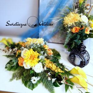 Stroik nagrobny Żółte kalie nr 1286