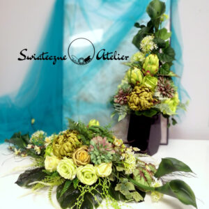 Bukiet i stroik nagrobny Oliwkowe kalie nr 1307