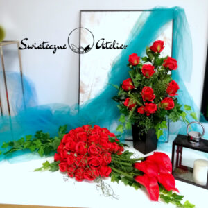 Stroik i bukiet nagrobny Róże i kalie nr 1321