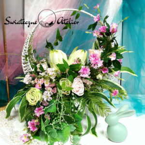 Stroik nagrobny w koszu pastelowy  nr 1383